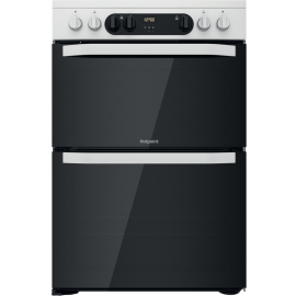 Hotpoint HDM67V9CMW 60cm Electric Cooker in White Double Oven Ceramic Hob