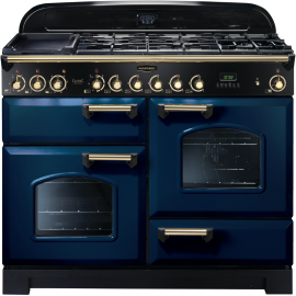 Rangemaster Classic Deluxe Dual Fuel Regal Blue And Brass CDL110DFFRB/B
