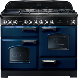 Rangemaster Classic Deluxe Dual Fuel Regal Blue And Chrome CDL110DFFRB/C