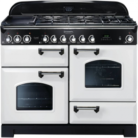 Rangemaster Classic Deluxe Dual Fuel White And Chrome CDL110DFFWH/C