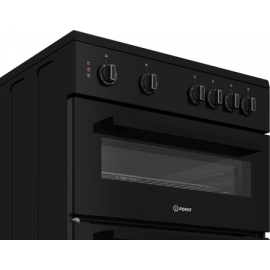 Indesit IT60V9KMB/UK 60Cm Electric Ceramic Double Oven Cooker - Black