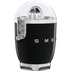 Smeg CJF01BLUK Retro 50's Style Citrus Juicer with Lid, Stainless Steel Reamer and Strainer, Anti-Drip Spout, Black